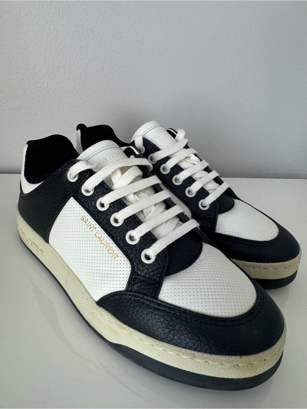 Saint Laurent Black & White Low-Top Sneakers for Women